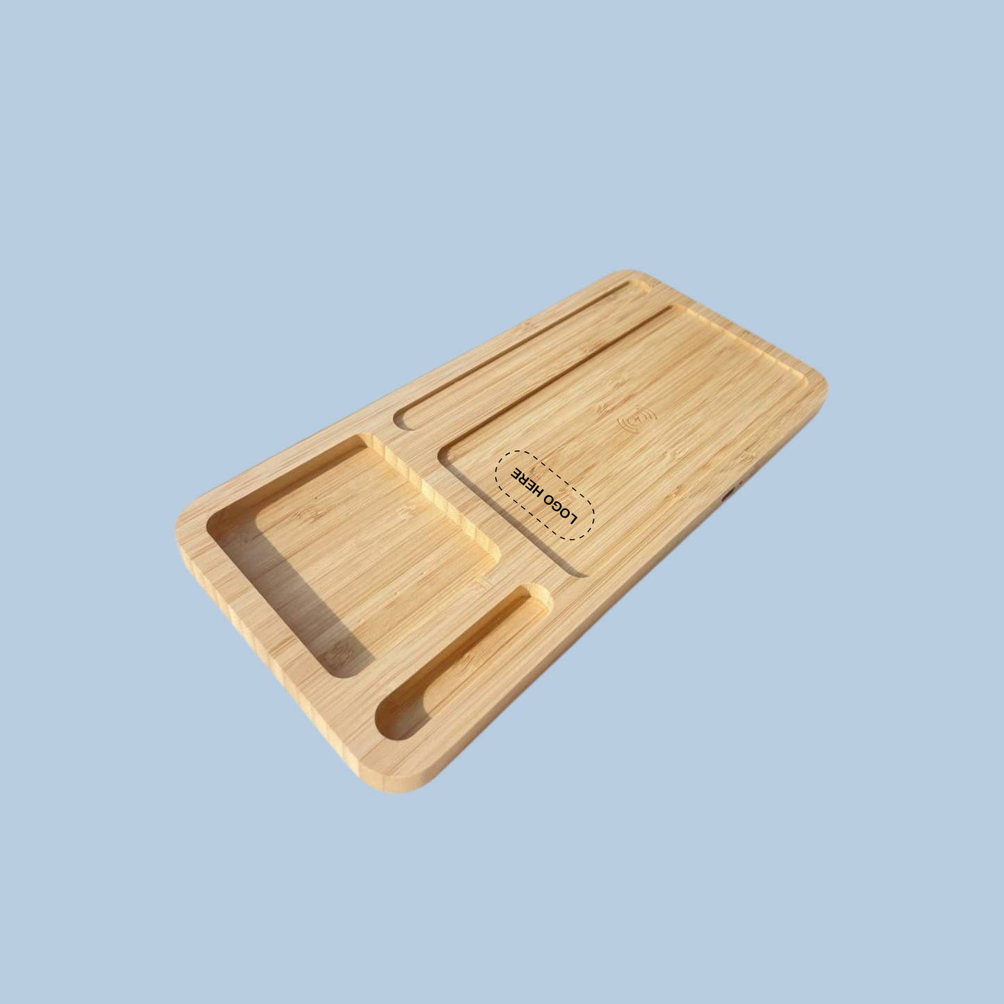 2-in-1 Bamboo Stationery Holder with Wireless Charging