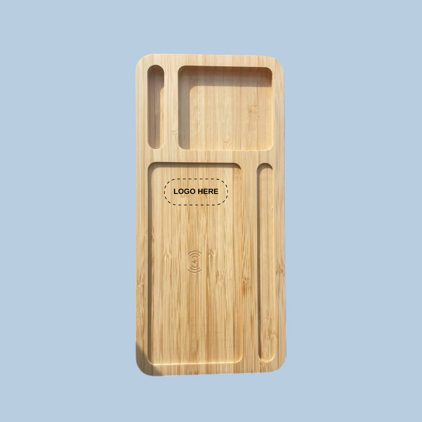 2-in-1 Bamboo Stationery Holder with Wireless Charging