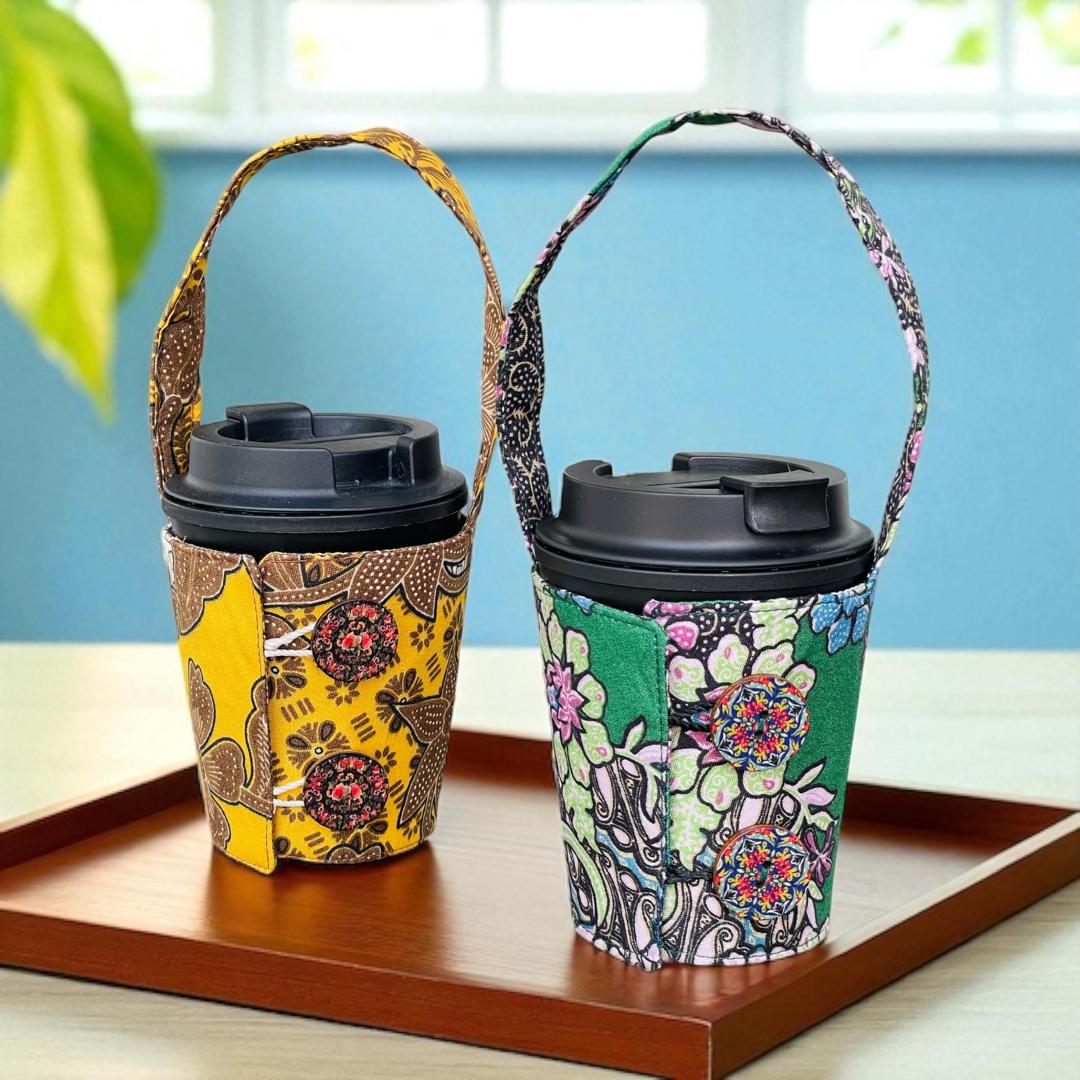 Reusable Batik Fabric Cup Holder