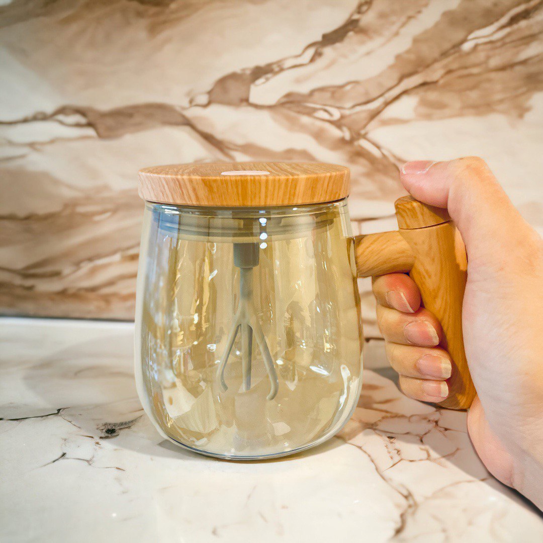 Electric Glass Coffee Cup with Self-Stirrer