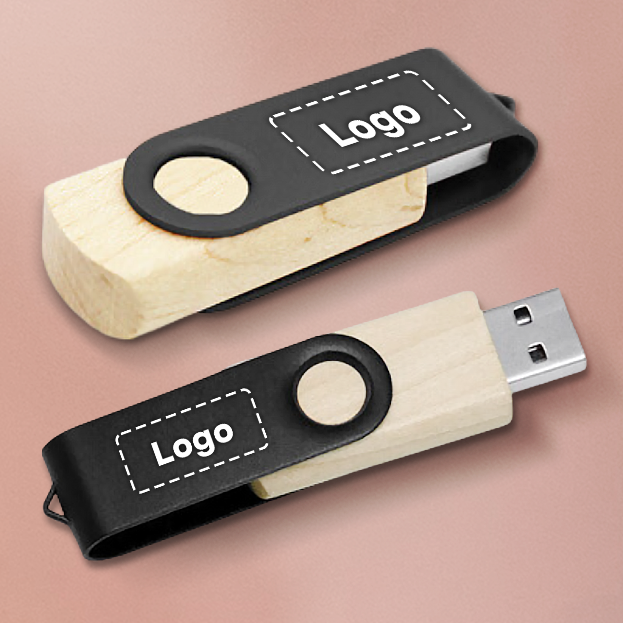 Metal Swivel Wooden USB Flash Drive