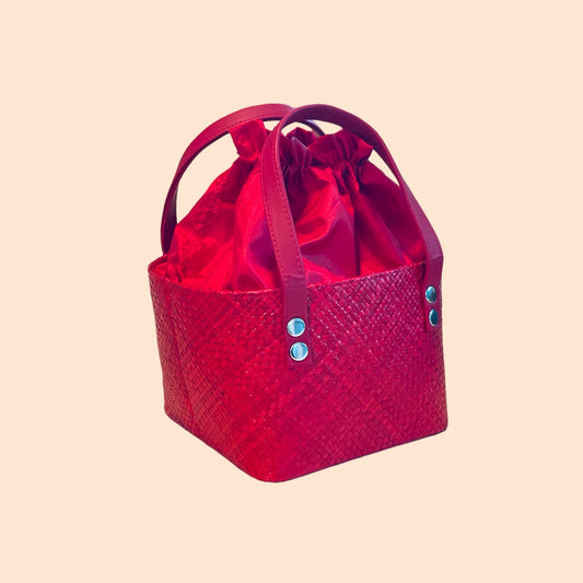 Traditional Handcrafted Woven Red Basket