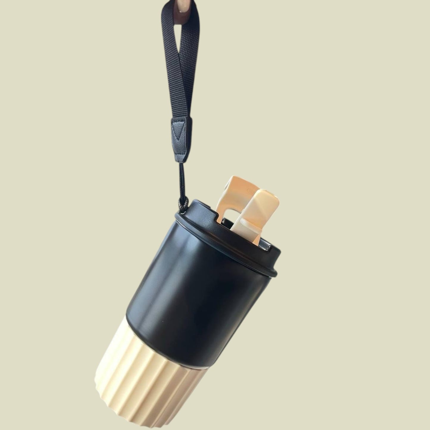 Stainless Steel Coffee Cup with Strap Holder