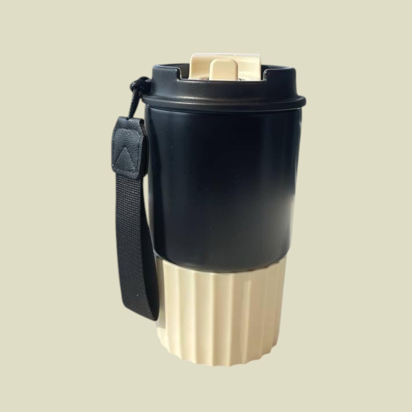 Stainless Steel Coffee Cup with Strap Holder