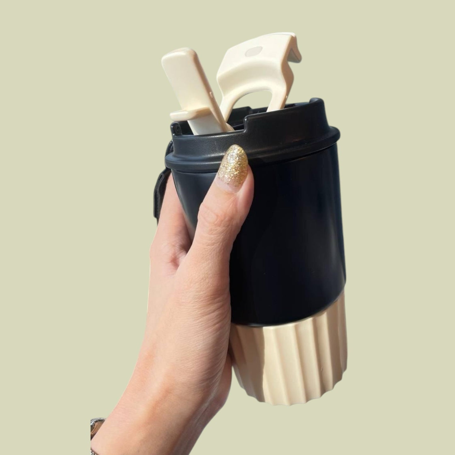 Stainless Steel Coffee Cup with Strap Holder