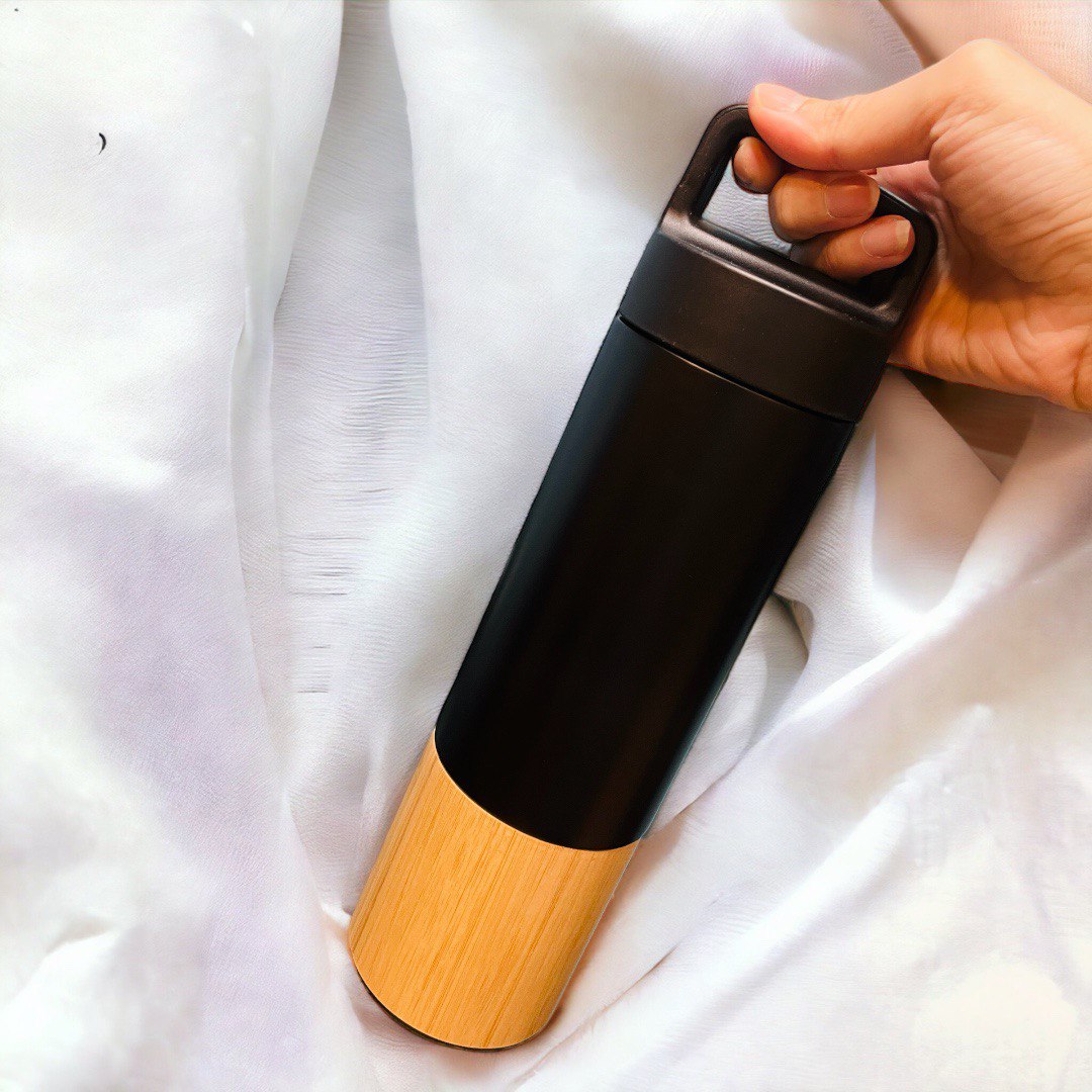 Vacuum Insulated Stainless Steel Bamboo Tumbler (550ml)