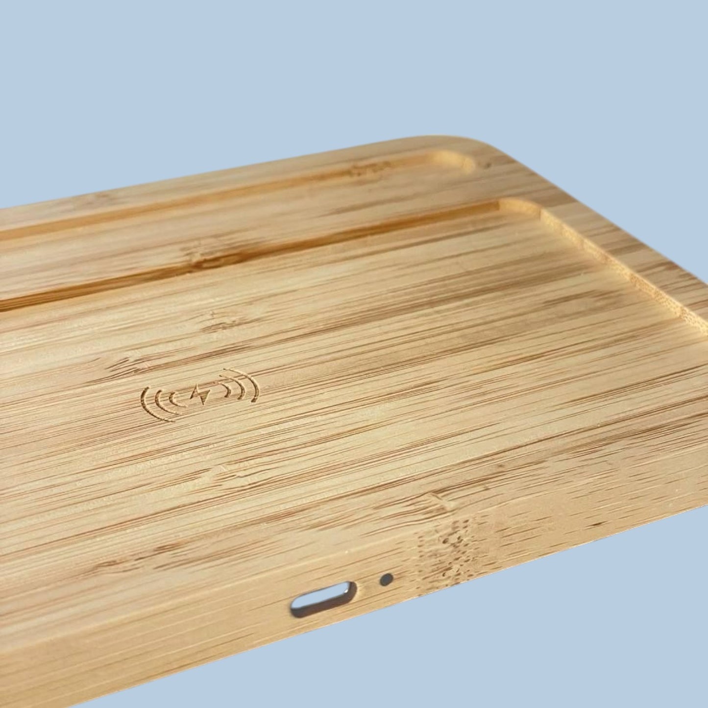 2-in-1 Bamboo Stationery Holder with Wireless Charging