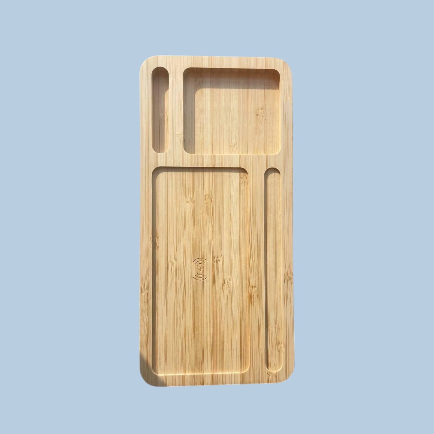 2-in-1 Bamboo Stationery Holder with Wireless Charging
