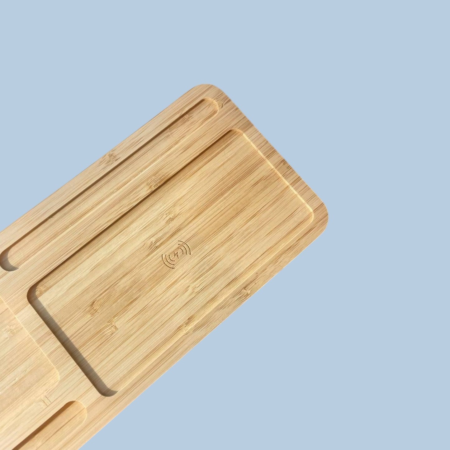 2-in-1 Bamboo Stationery Holder with Wireless Charging