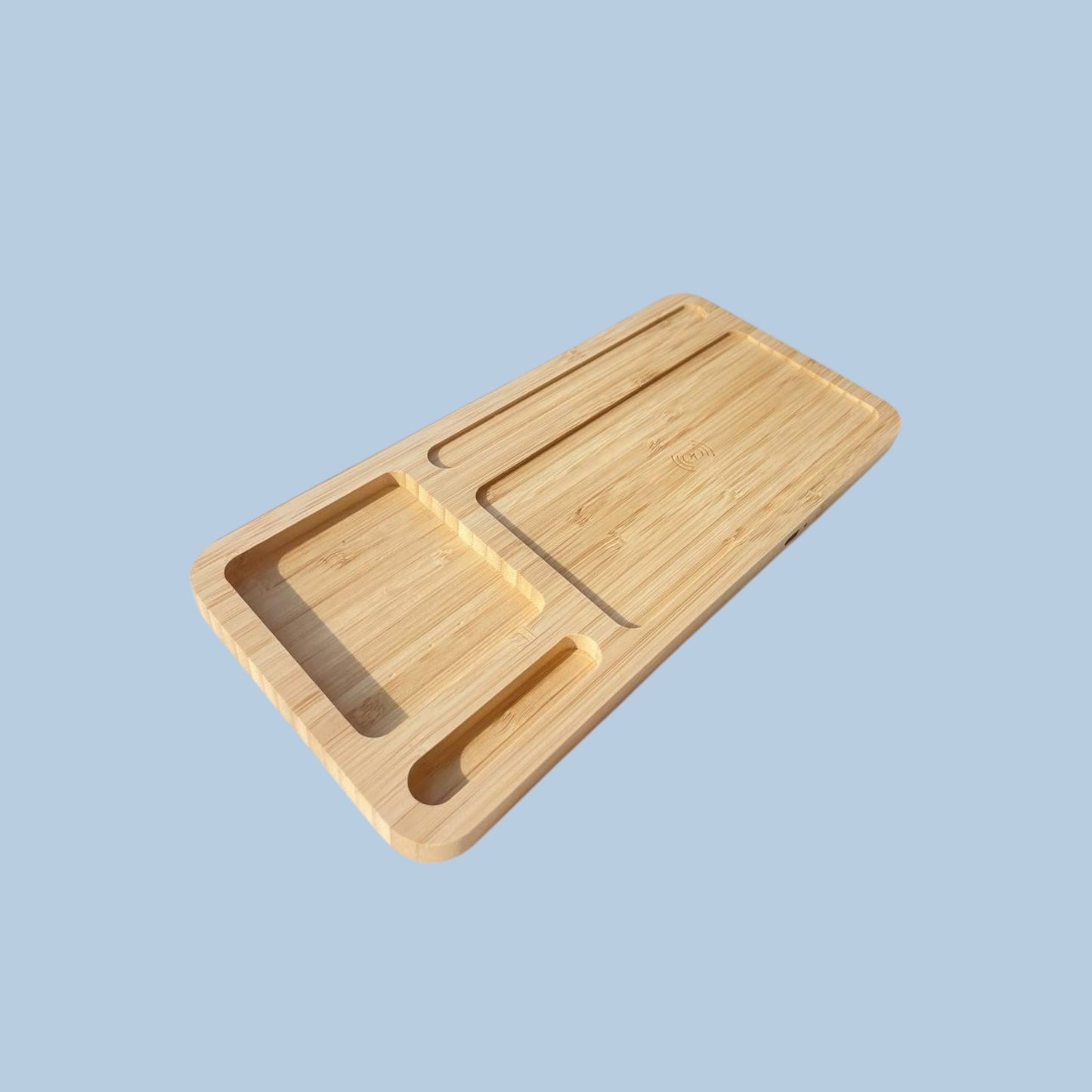 2-in-1 Bamboo Stationery Holder with Wireless Charging