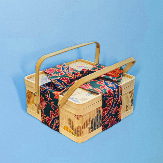 Premium Batik Gift Set in Reusable Bamboo Basket