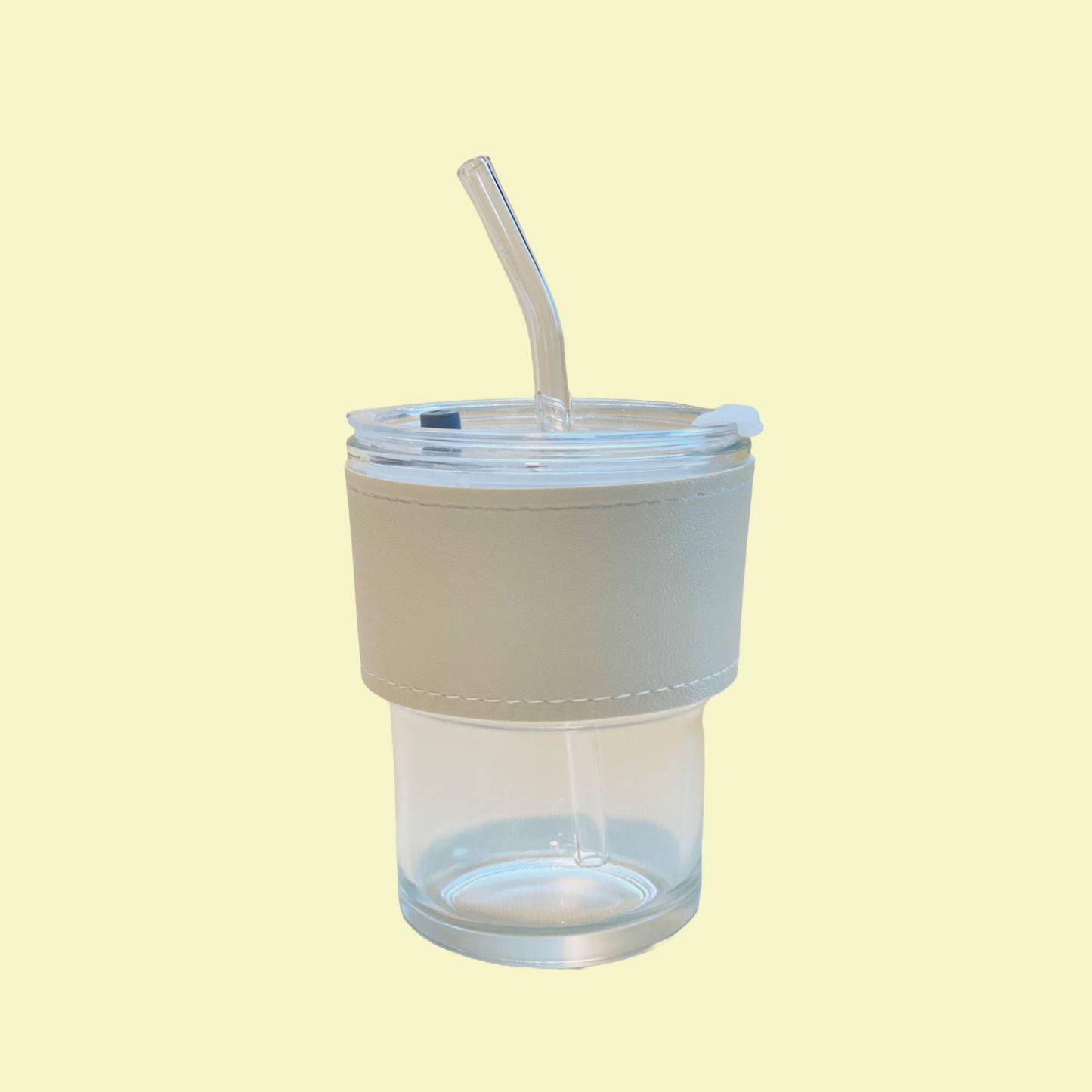 Glass Mug with PU Leather Holder (White)
