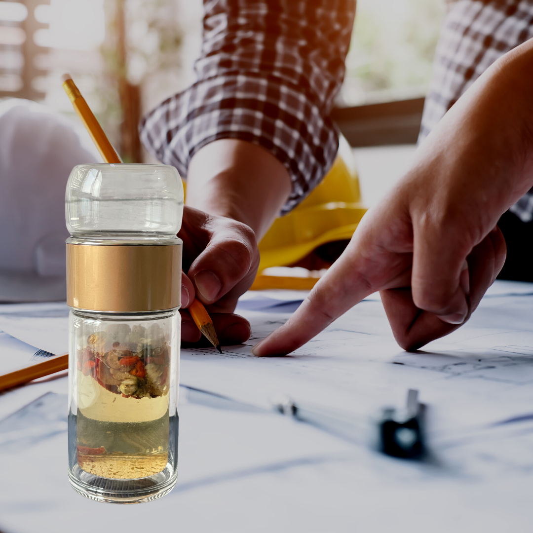 Double Layer Tea Filter Glass Bottle with Heat Resistant