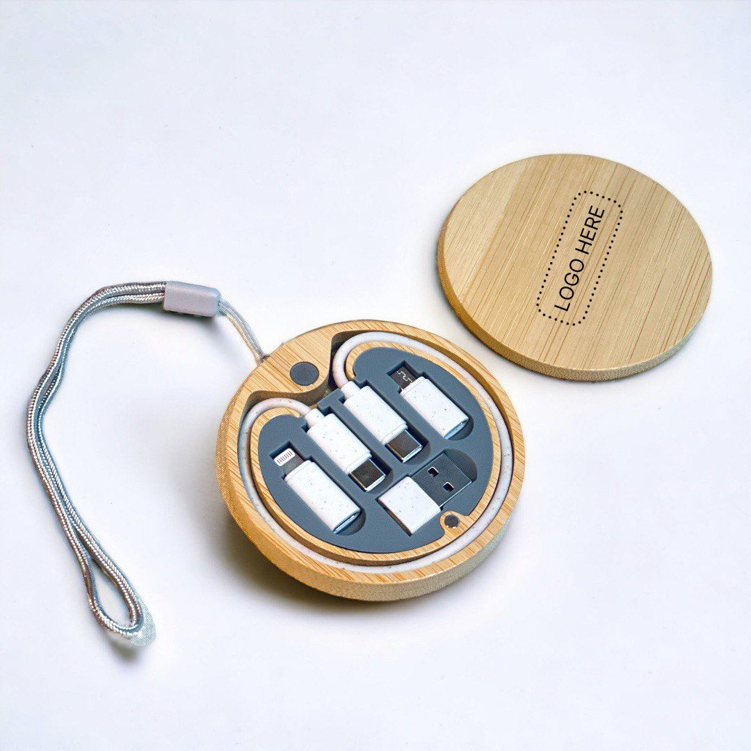 5-in-1 Cable Connector in Bamboo Case