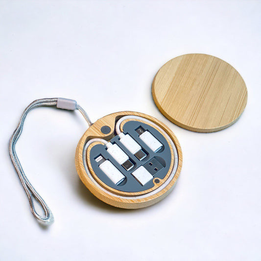 5-in-1 Cable Connector in Bamboo Case