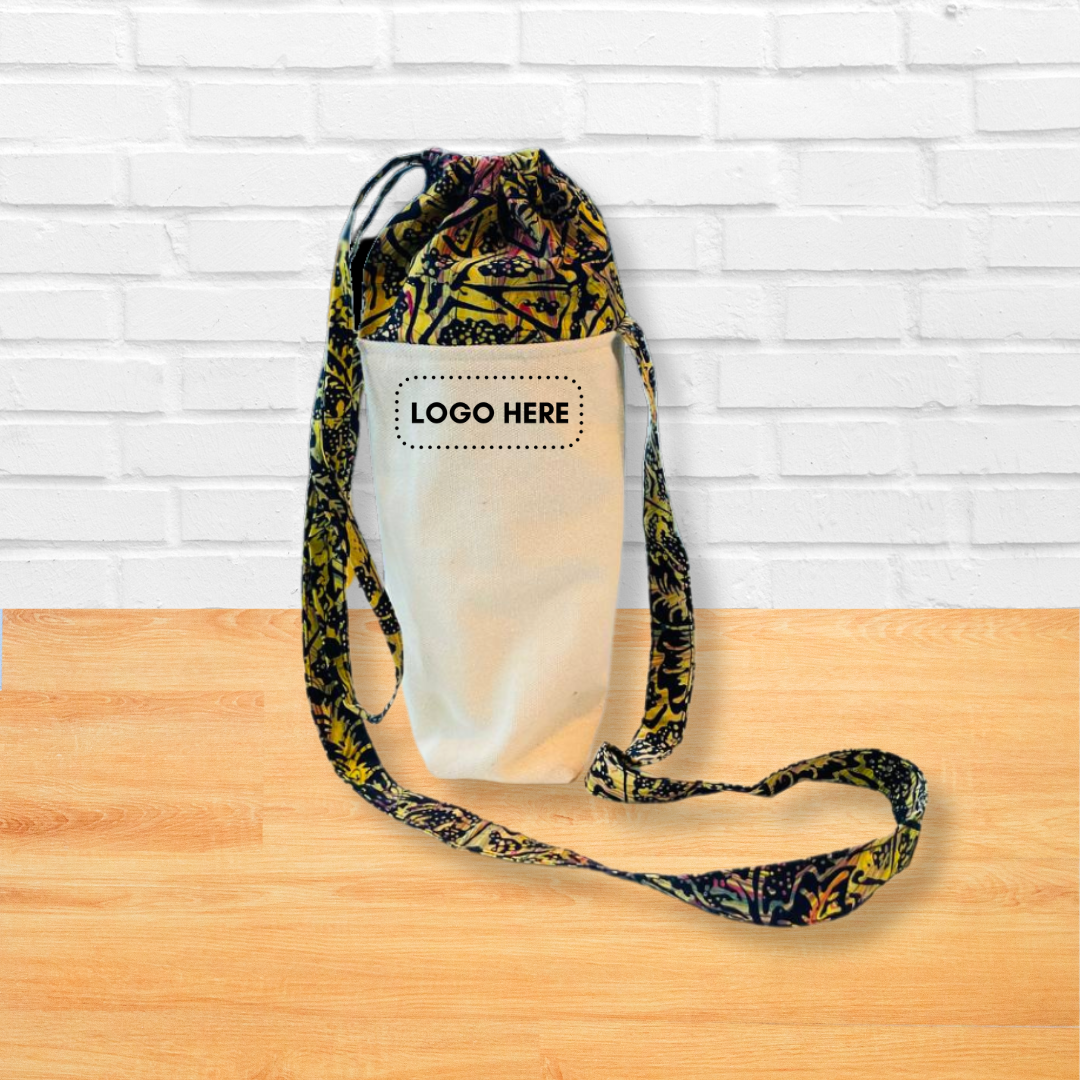 Batik Canvas Drawstring Bag for Bottle