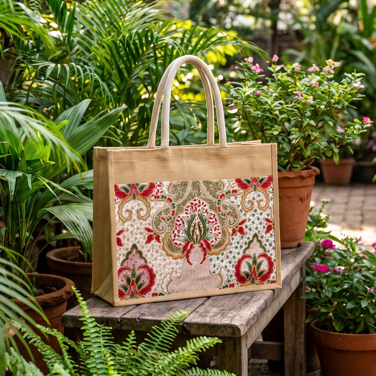 Batik Jute Tote Bag
