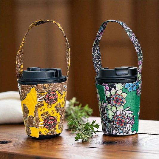 Reusable Batik Fabric Cup Holder