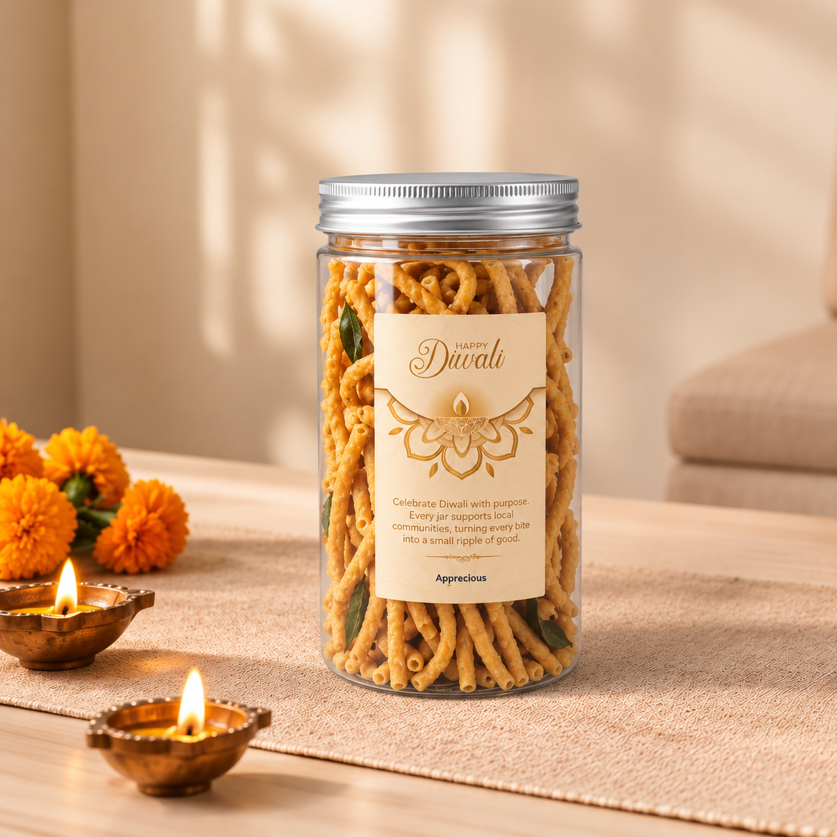 The Festive Bloom & Light Rattan Gift Set