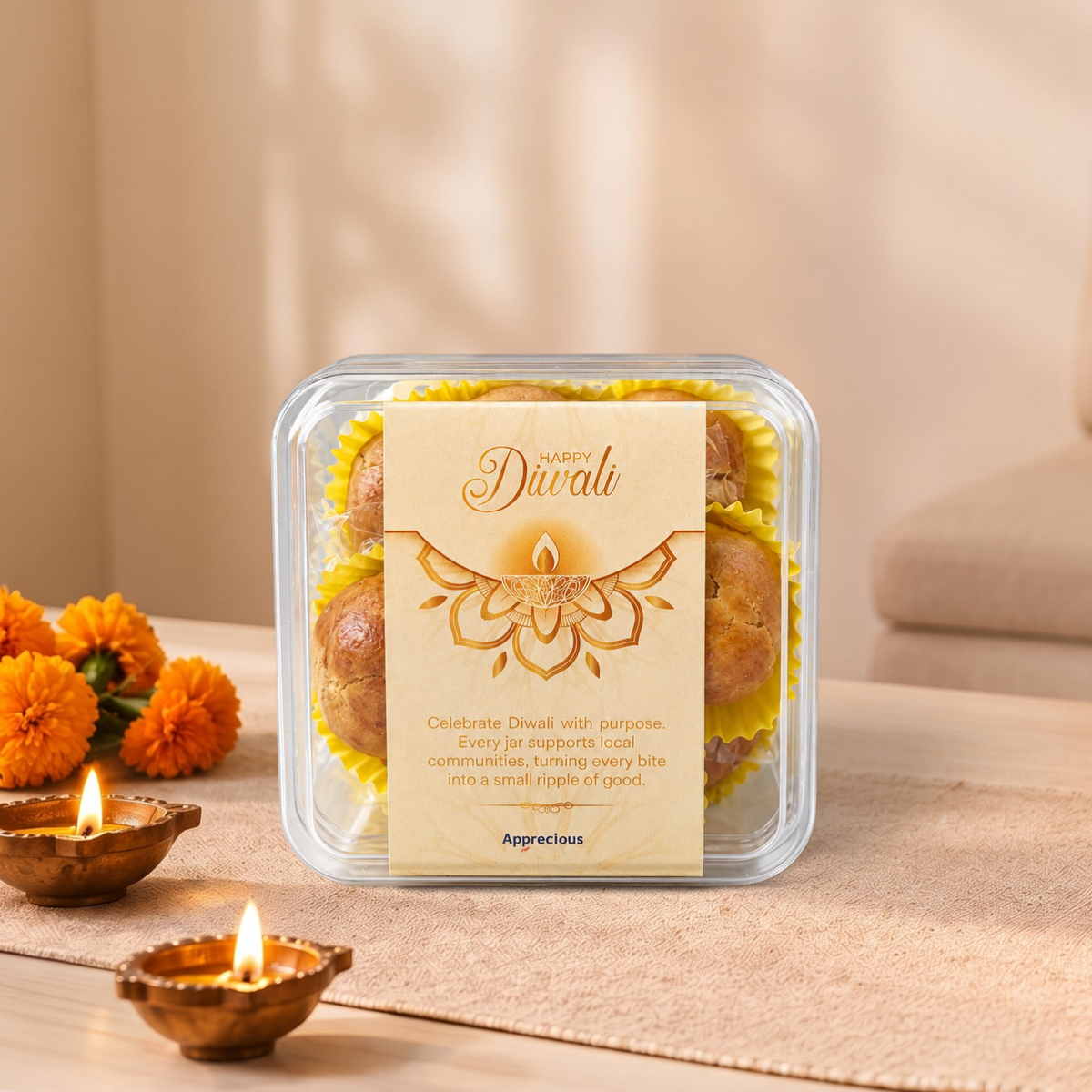 The Festive Bloom & Light Rattan Gift Set