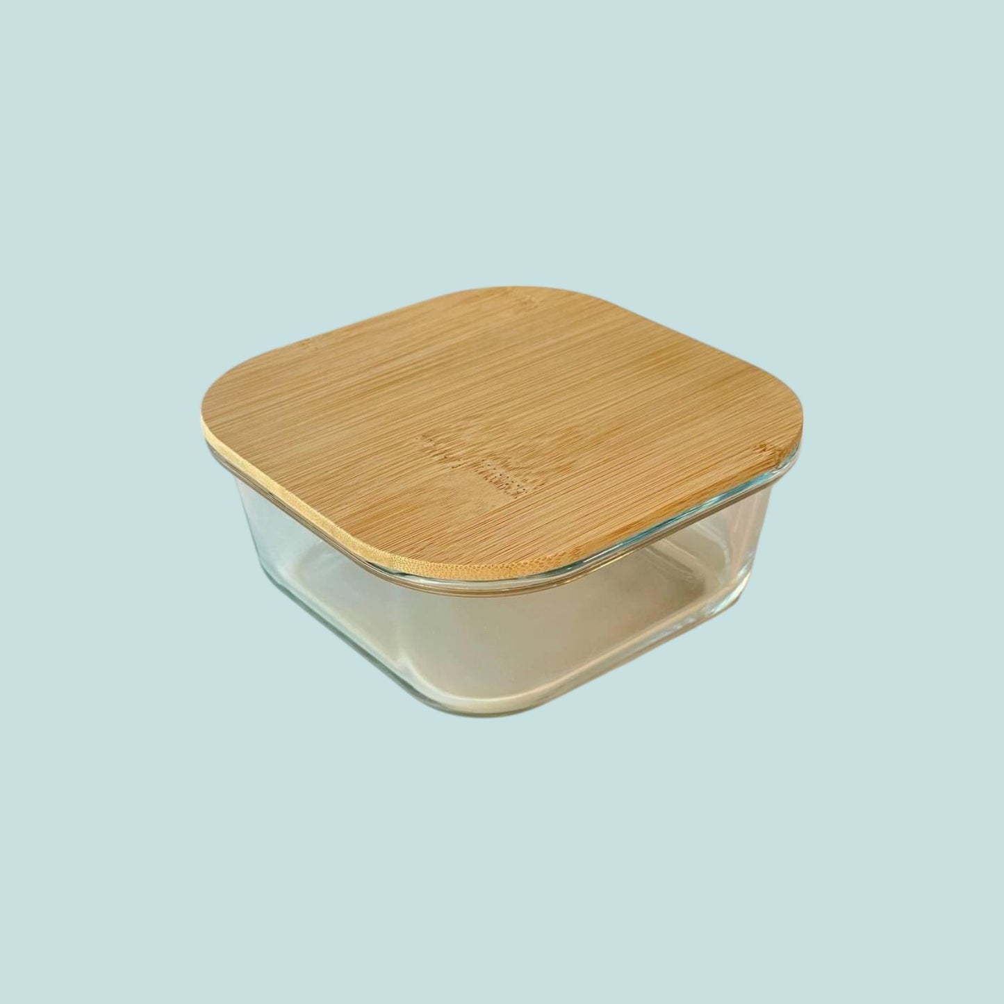 High heat resistant glass lunch box with wooden lid