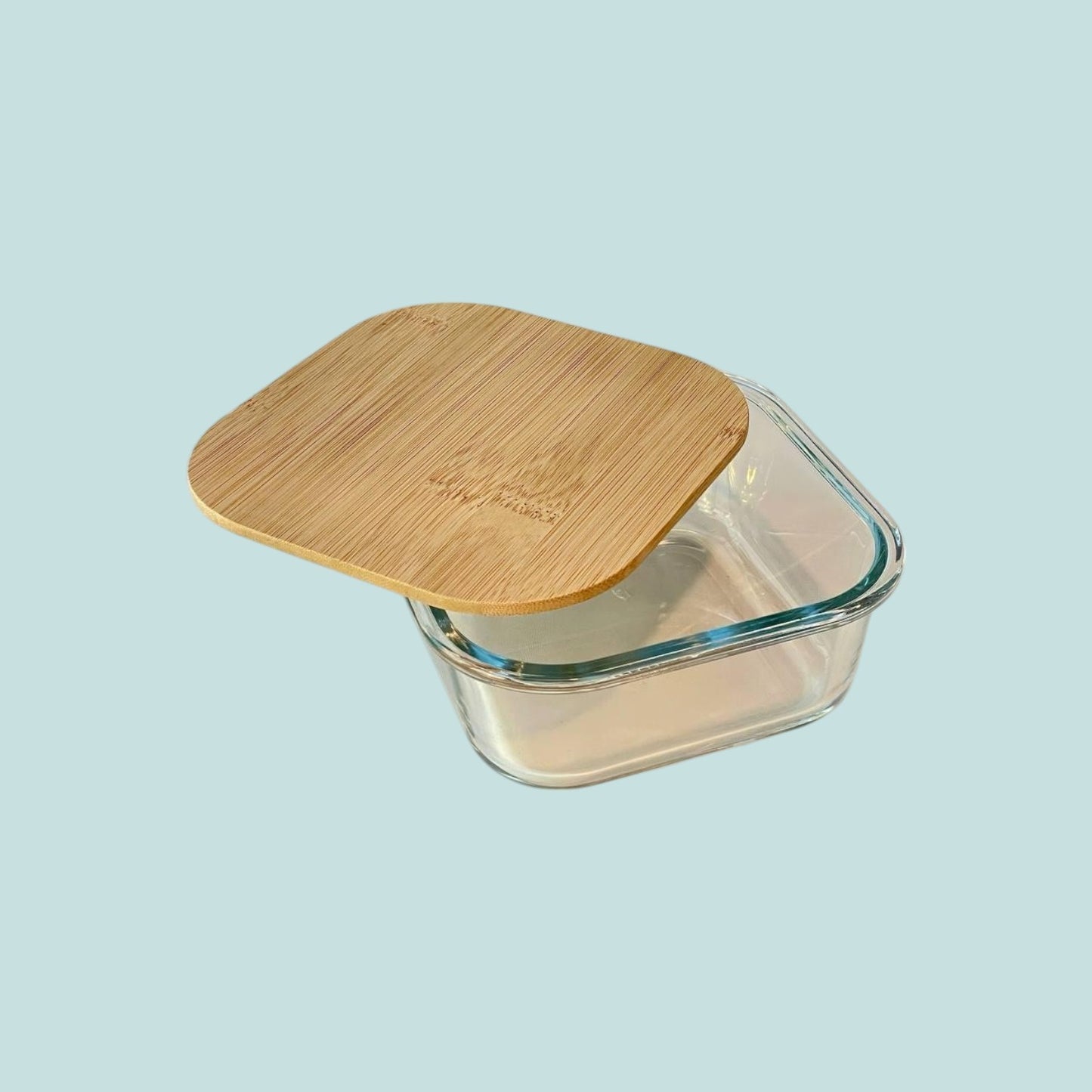 High heat resistant glass lunch box with wooden lid