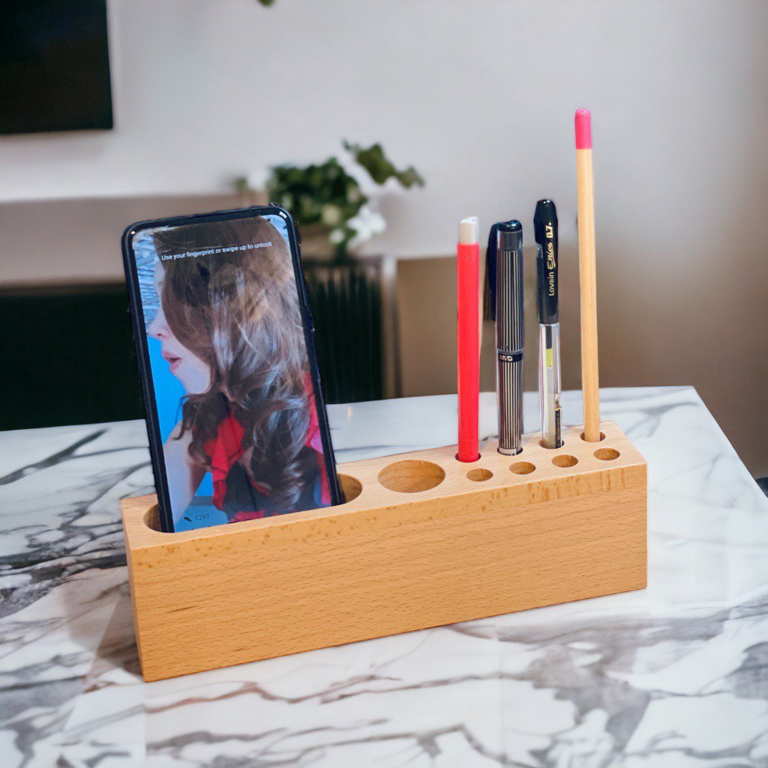 Multi-functional Wooden Stationery Desk Stand