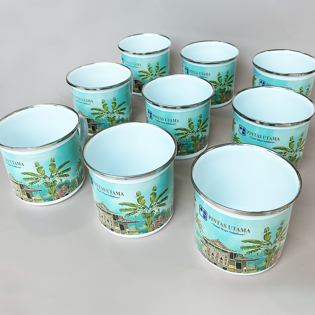 Enamel Cup Full Printing Wrap