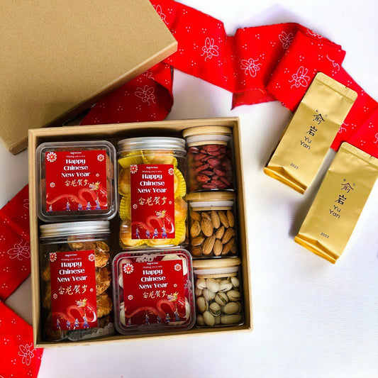 Premium Elegance CNY Cookies and Tea Delights Gift Box