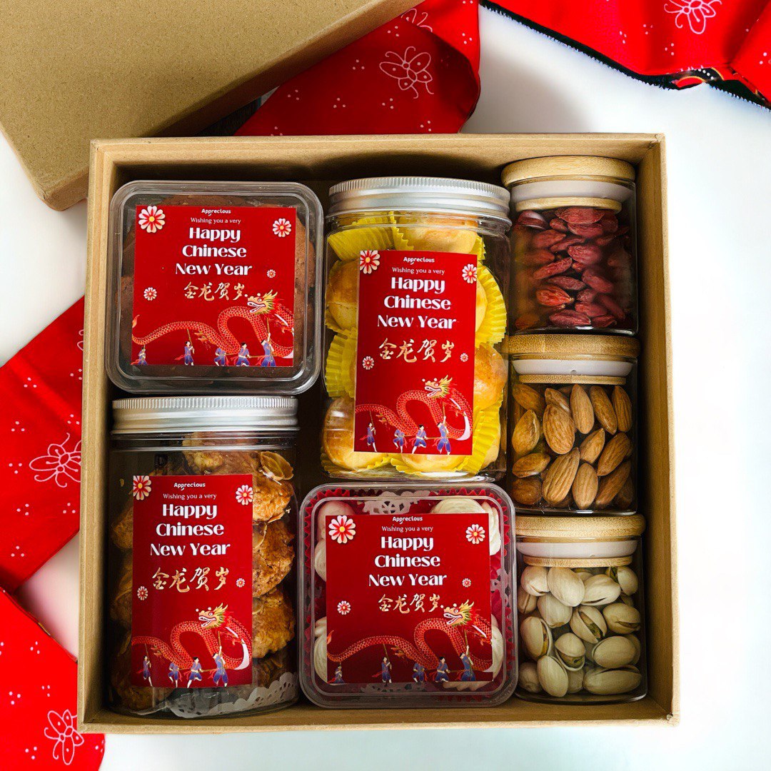 Premium Elegance CNY Cookies and Tea Delights Gift Box