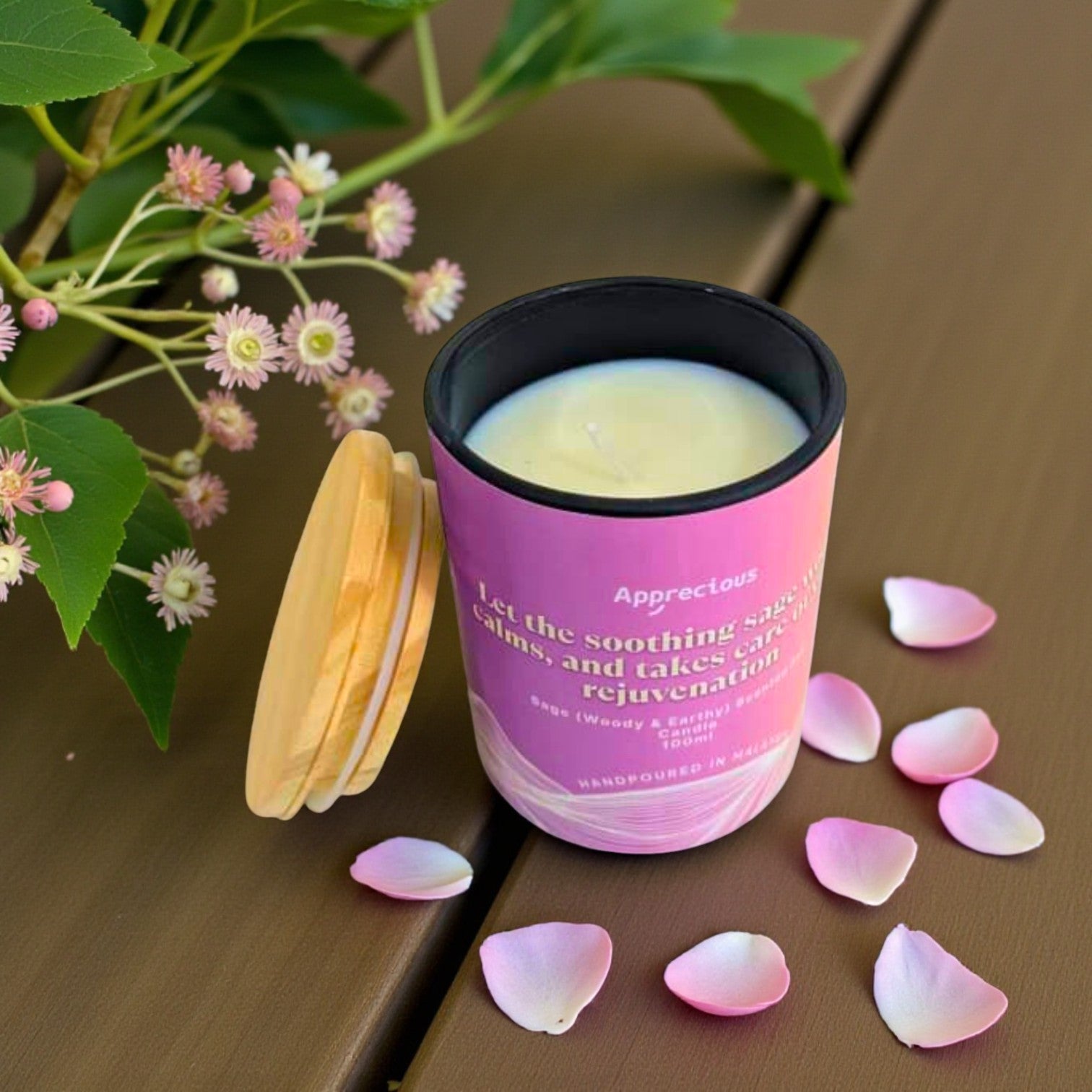 Soy Wax Candle Sage Wood Scent