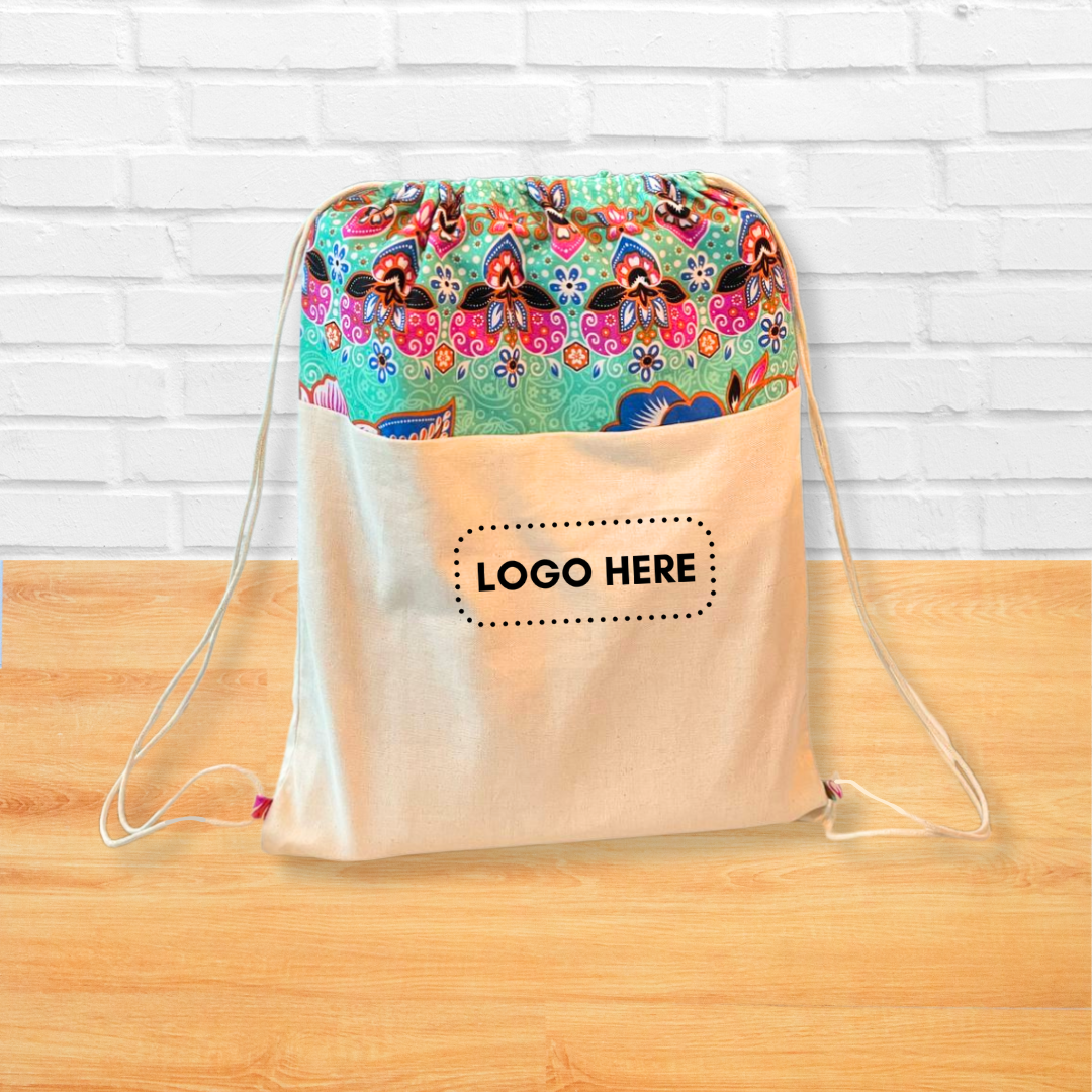 The Lifestyle Canvas Batik Drawstring Backpack