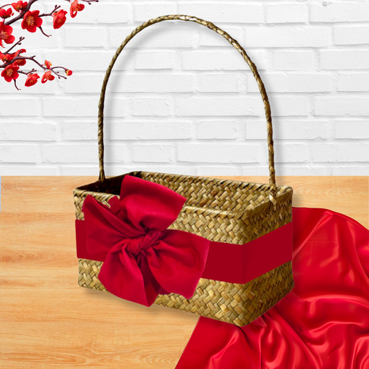 Traditional Bamboo Hamper Basket with Handle