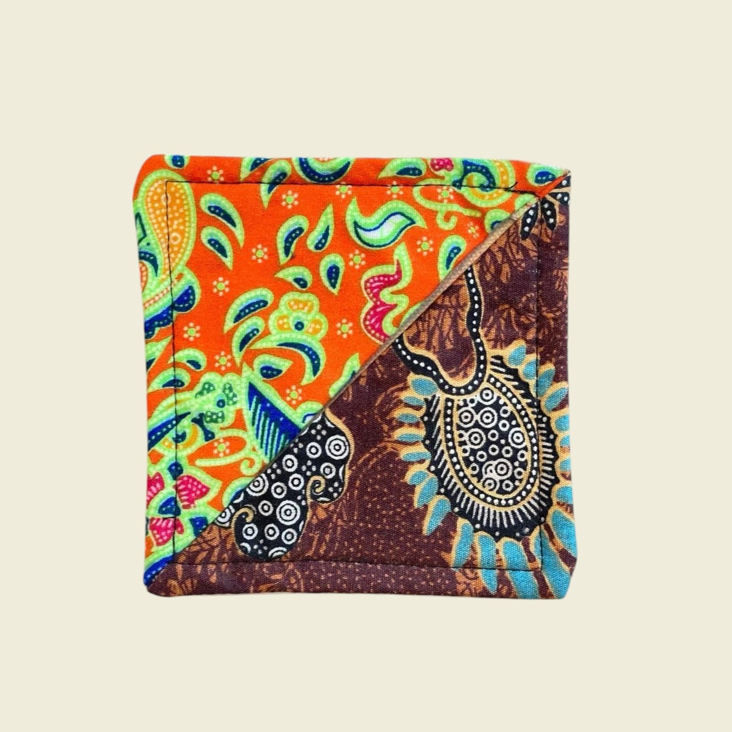 Upcycled Batik Canvas Coaster