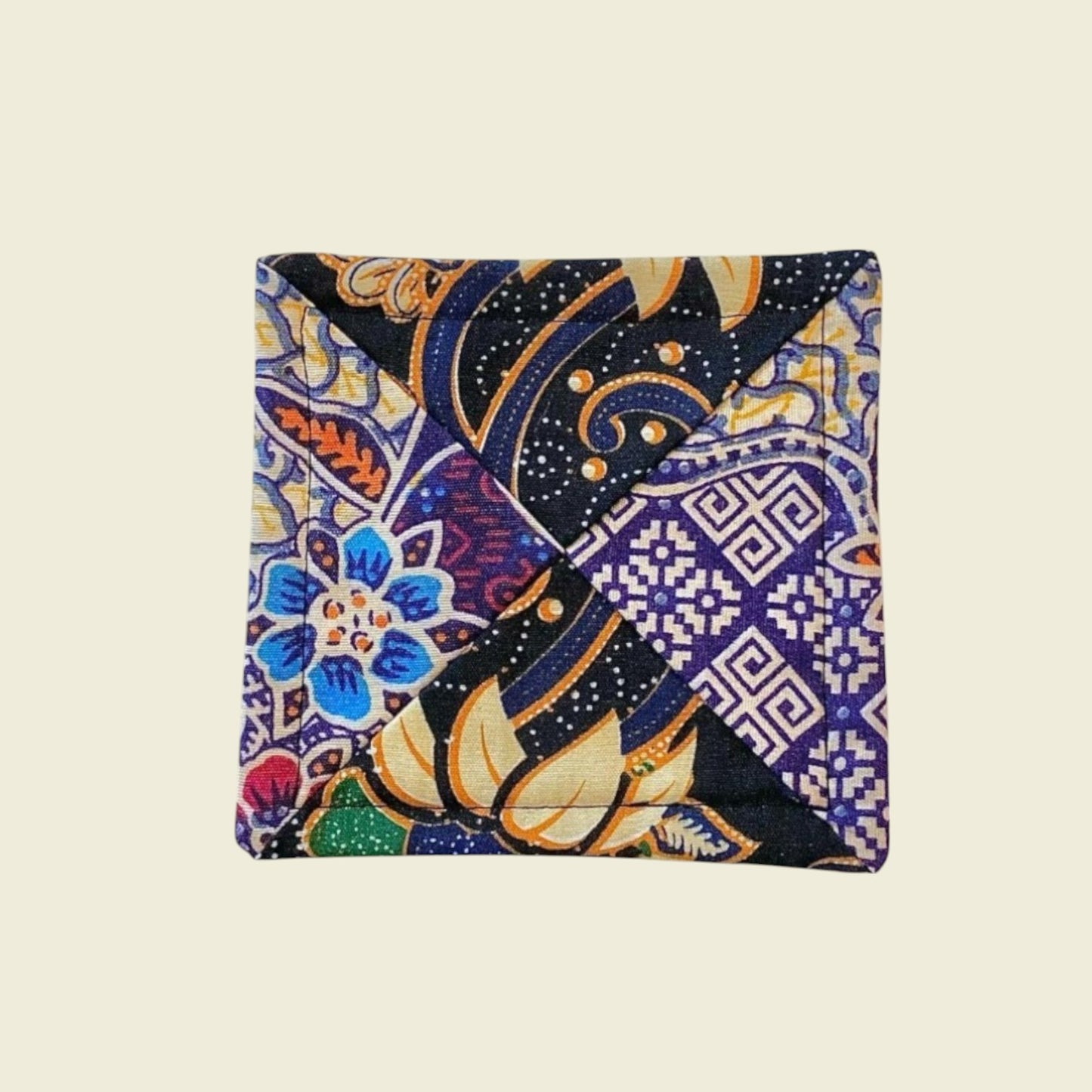 Upcycled Batik Canvas Coaster