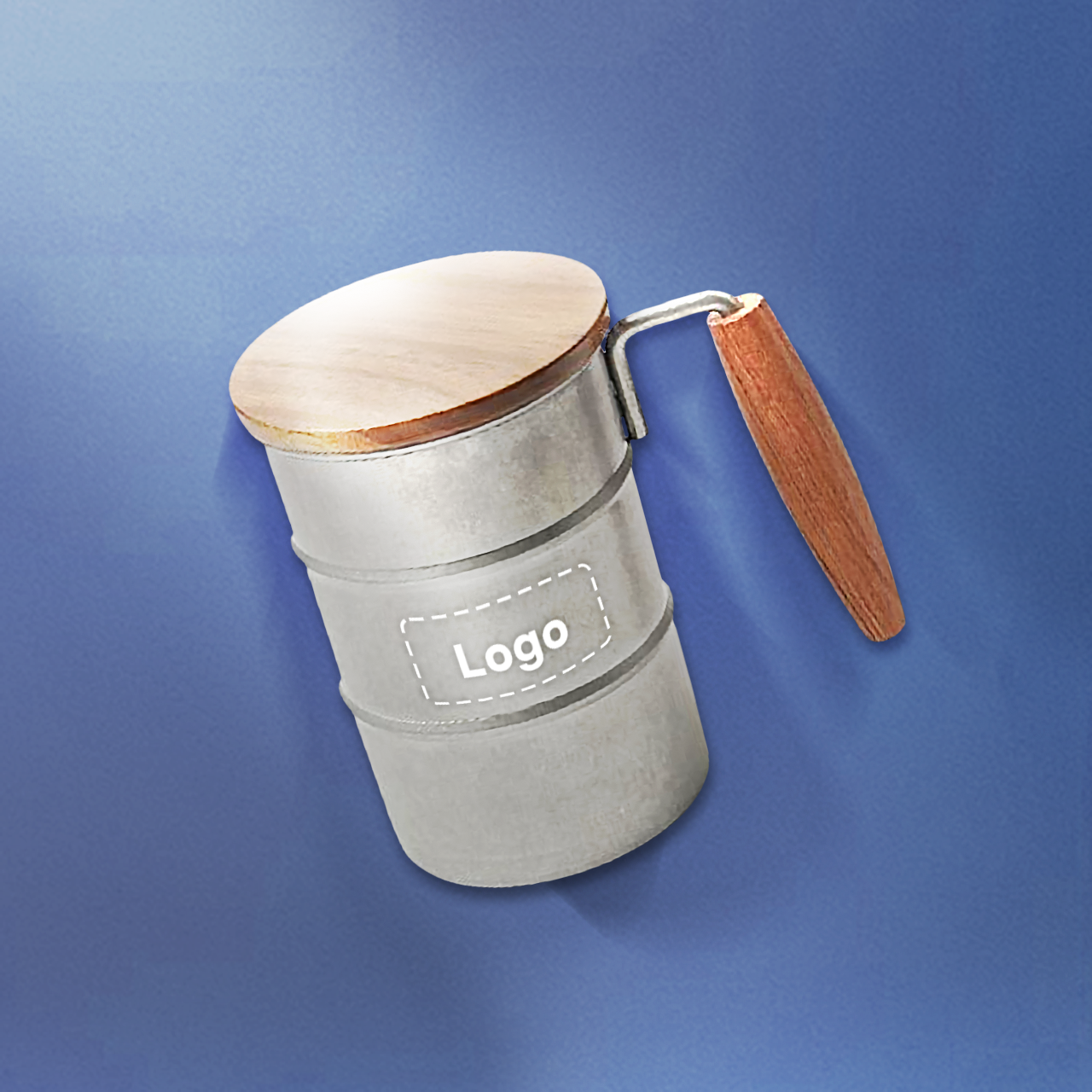 Retro Outdoor Cup with Acacia Lid and Handle (370ml)