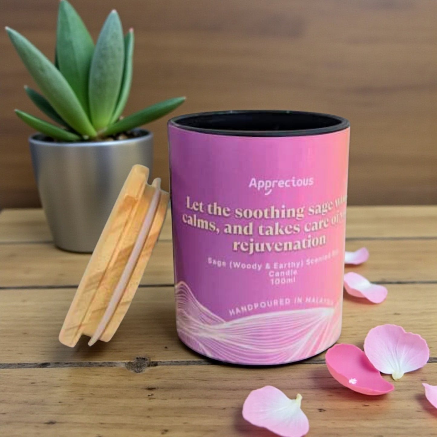 Soy Wax Candle Sage Wood Scent