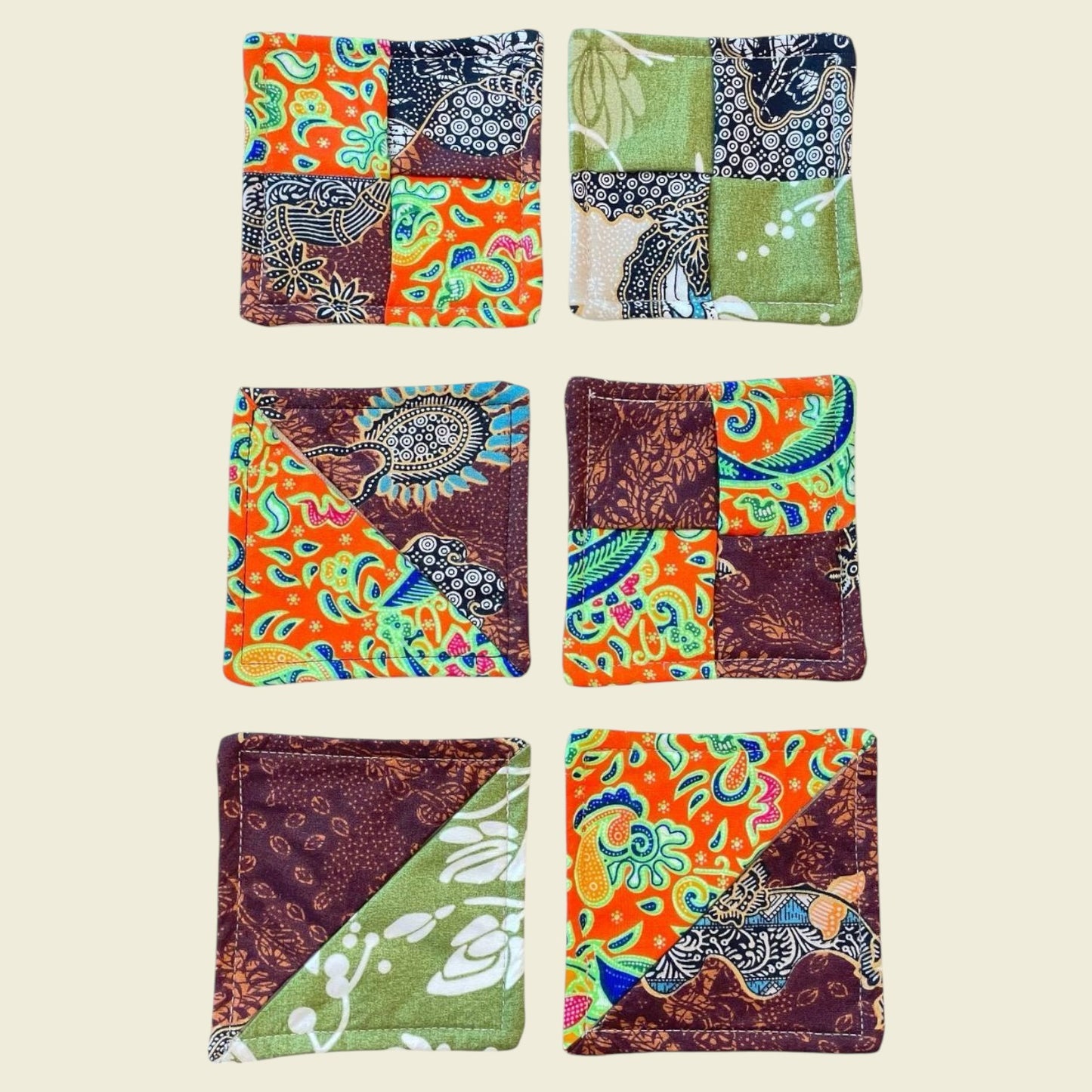 Upcycled Batik Canvas Coaster