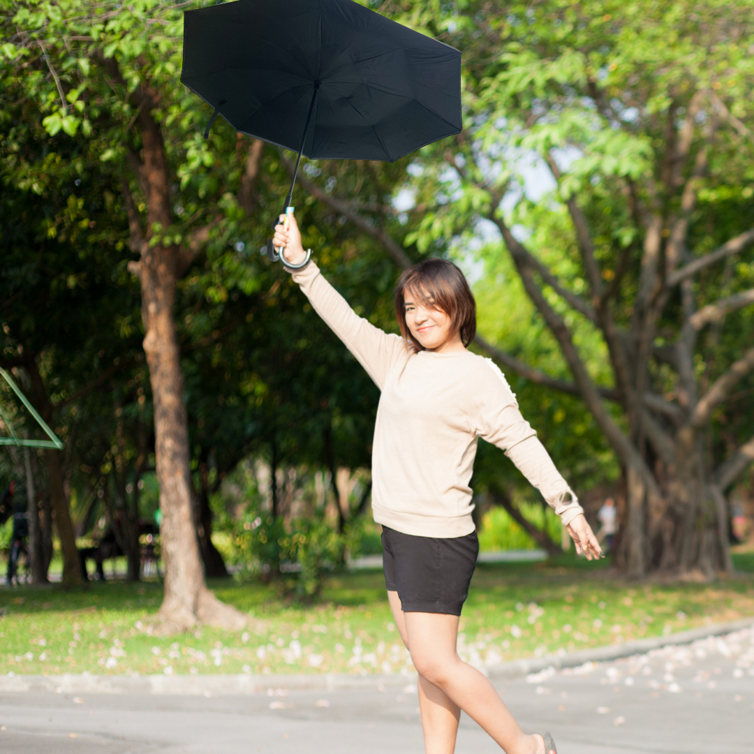 23" Open Reversible Quality Umbrella with C-shaped handle