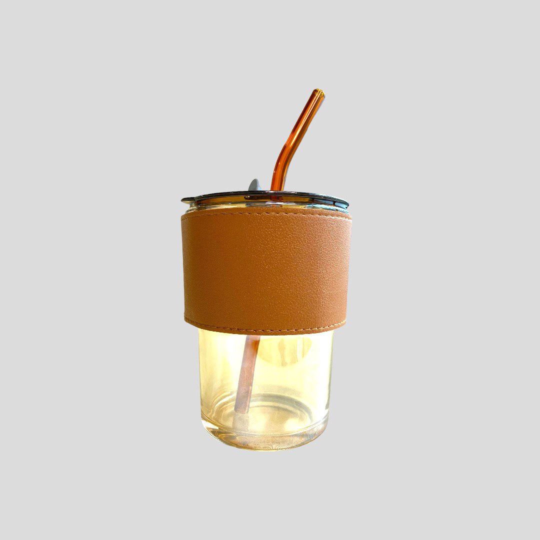 Glass Mug with Straw Door Gift Set